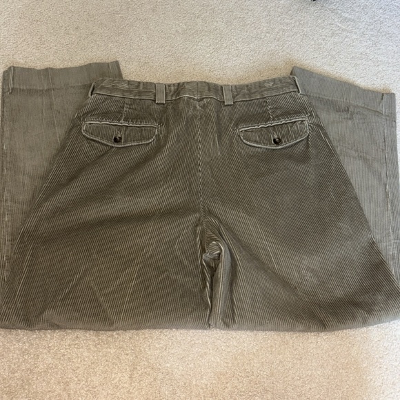 L.L. Bean Men's Pleated Corduroy Pants - Olive - Picture 2 of 4